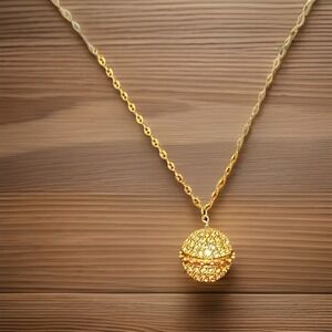 J Crew Taj Mahal Crystal Ball Necklace Link Gold Chain Sparkle Valentine's